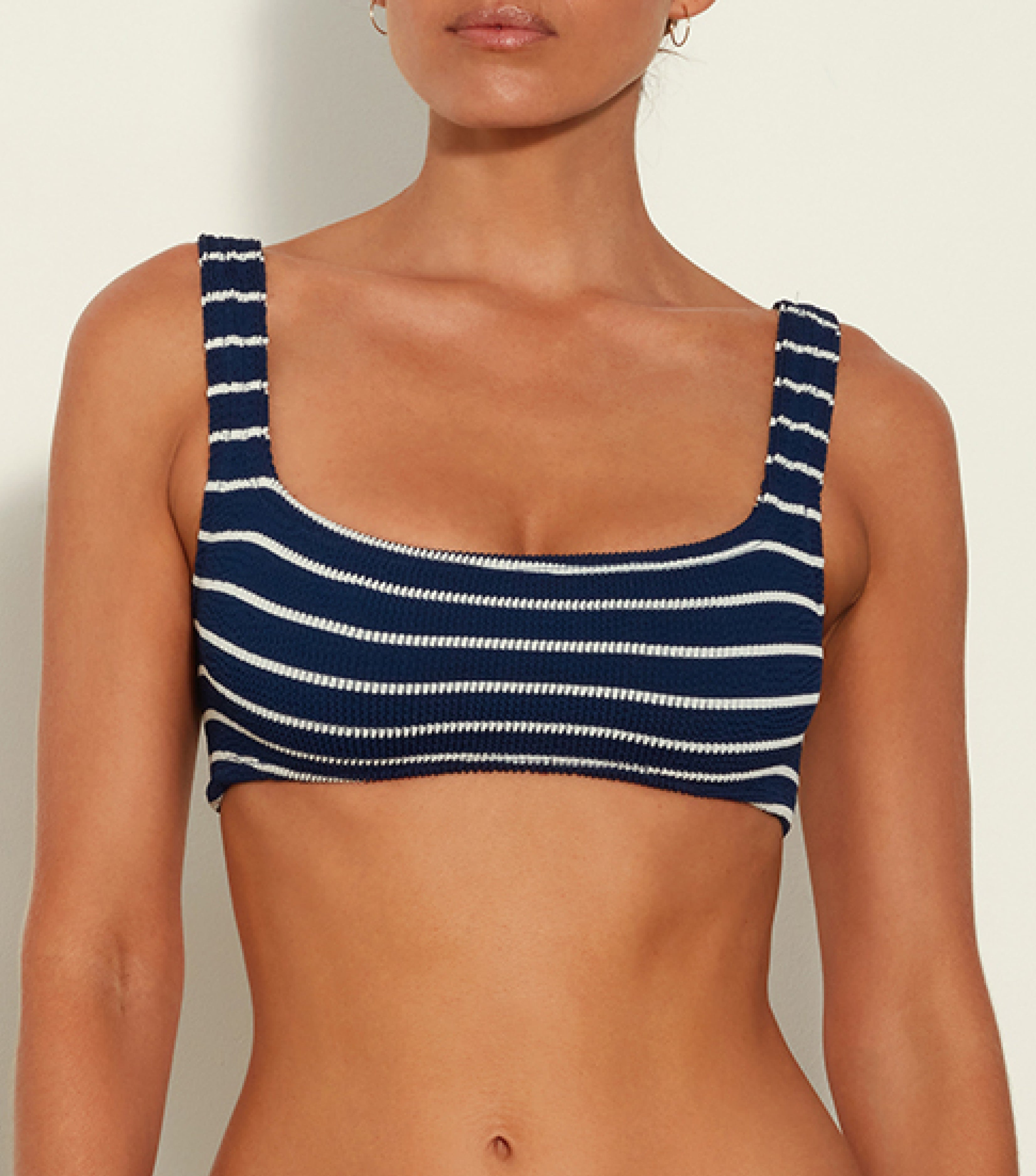 HUNZA G Xandra striped seersucker bikini