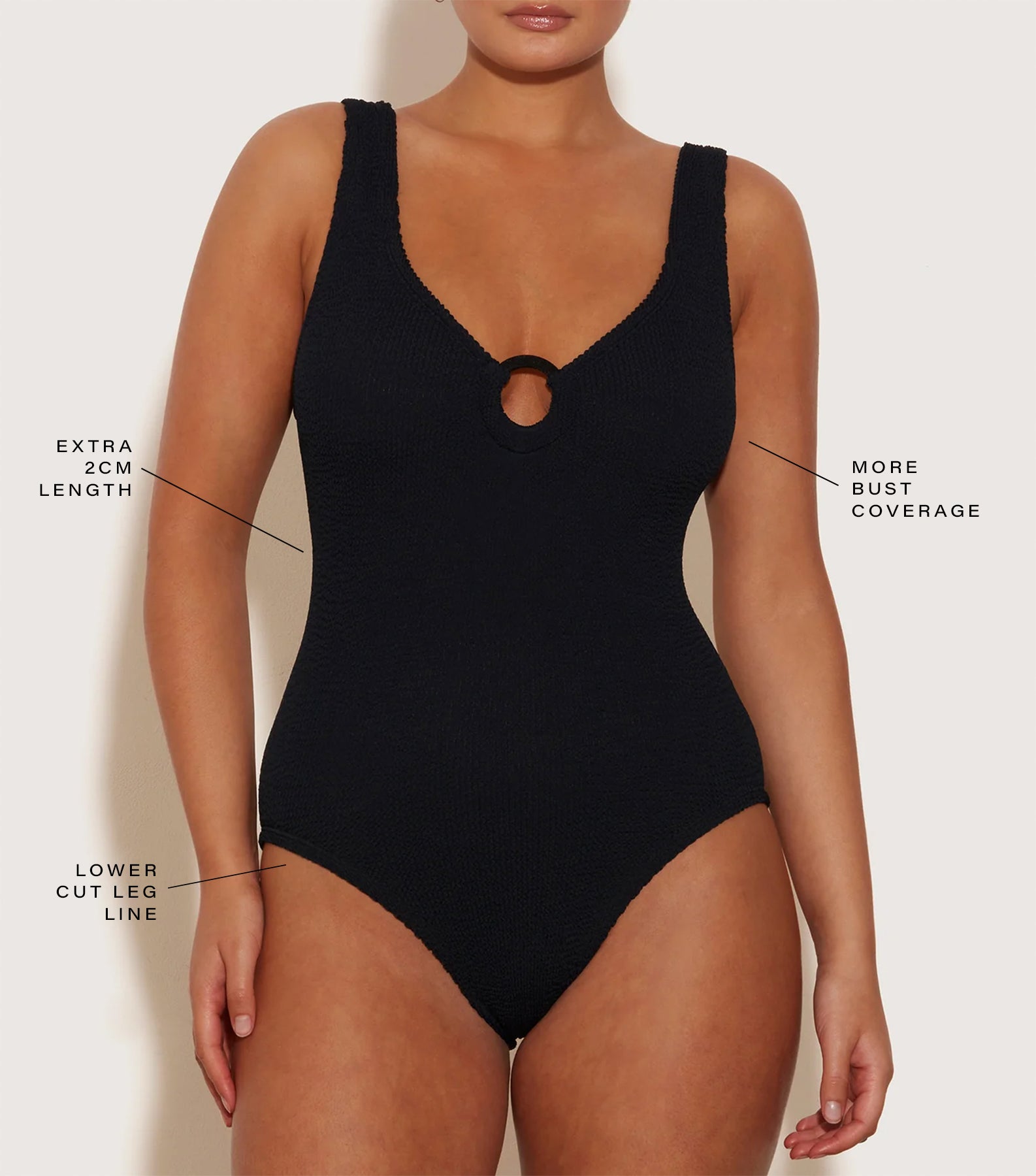 Coverage Celine Swim With Tonal Hoops - Black