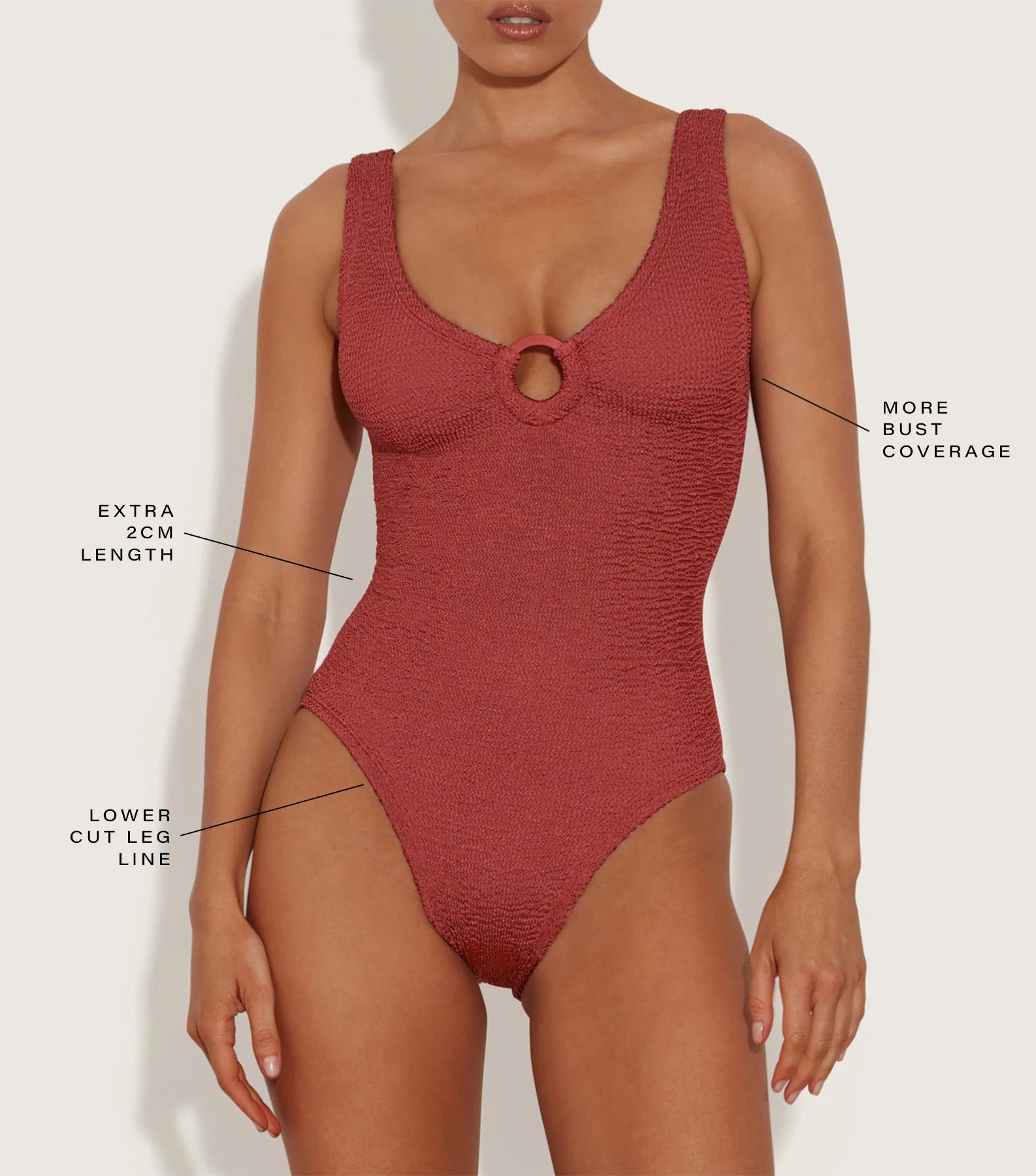 Coverage Celine Swim With Tonal Hoops - Metallic Rosewood