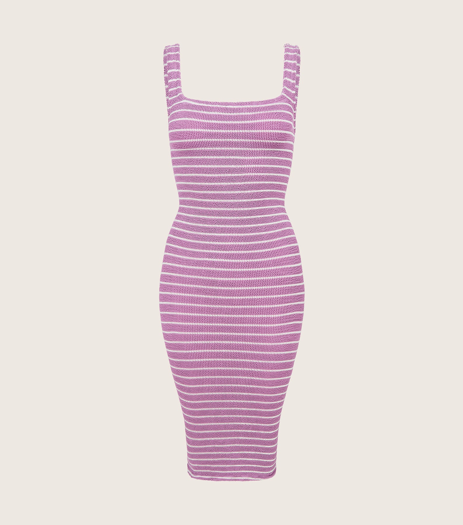 Hunza G x Helena Christensen Stripe Tank Dress - Lavender/White