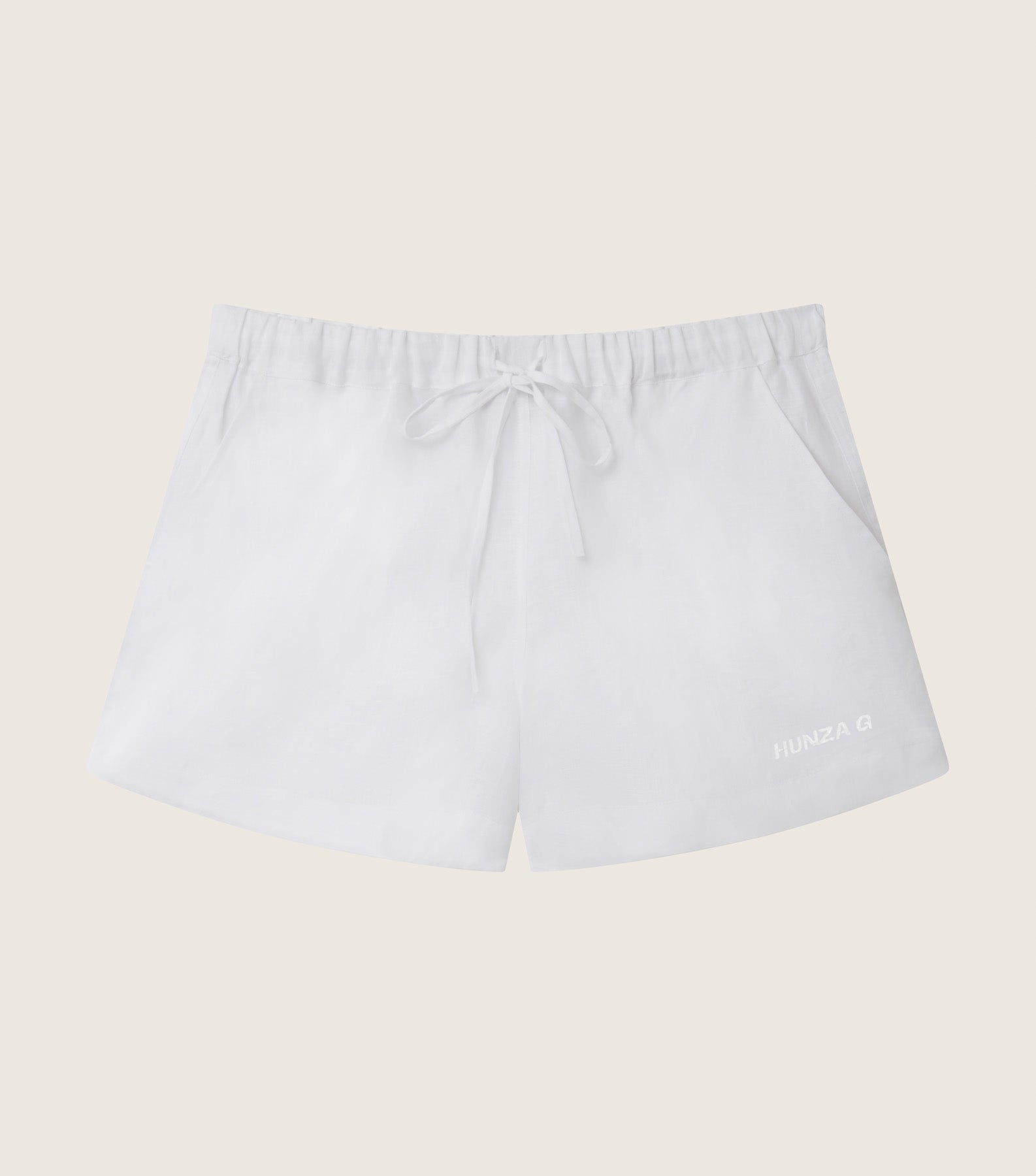 Embroidered Linen Shorts - White