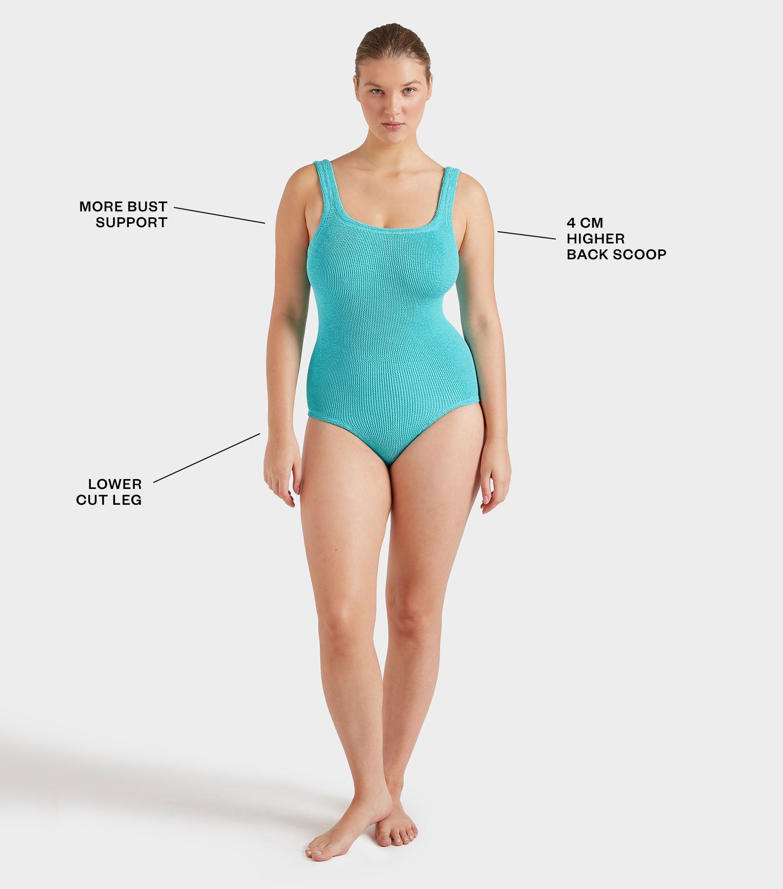 Coverage Square Neck Swim - Aqua