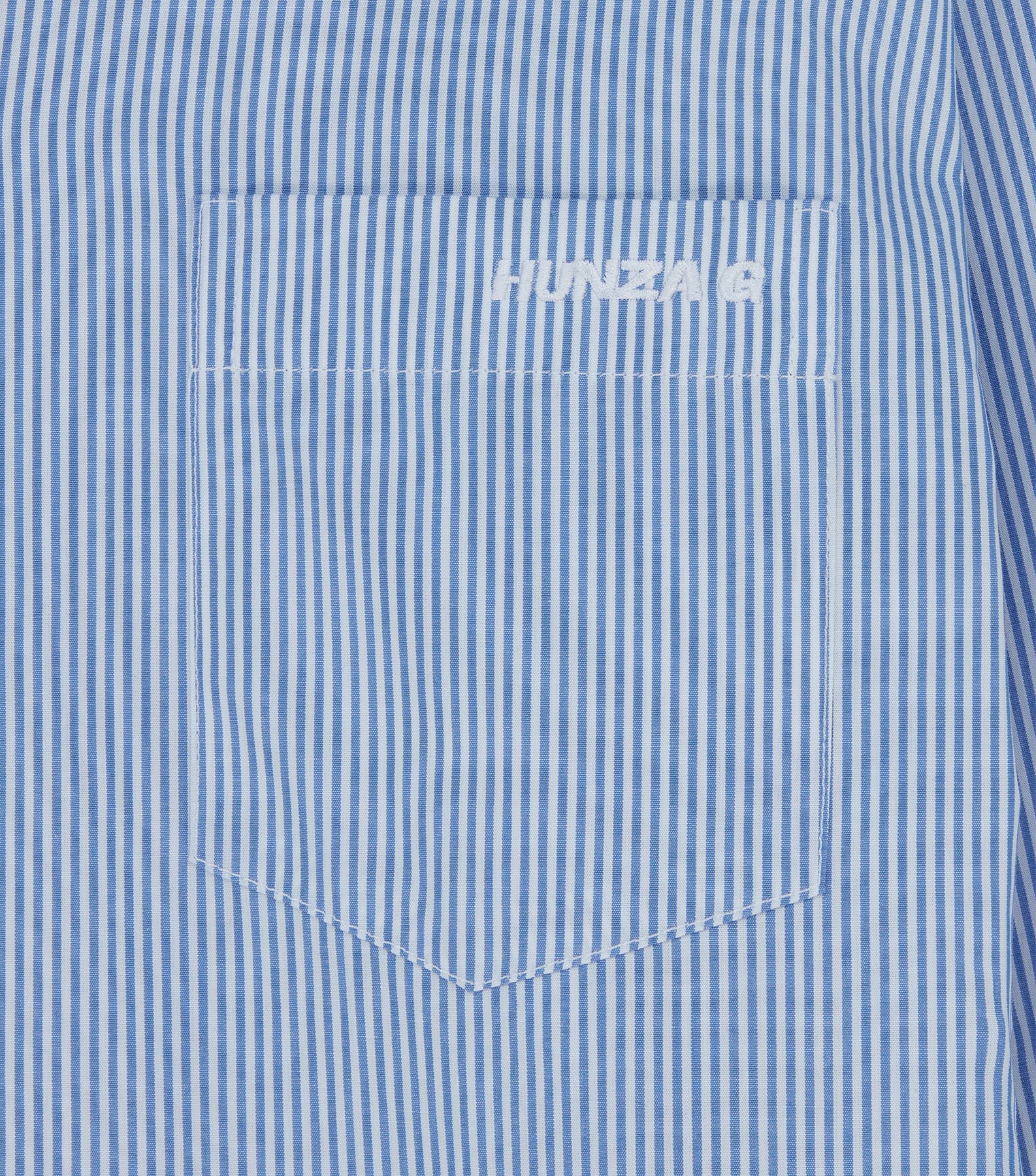 Embroidered Oversized Shirt - Blue Stripe