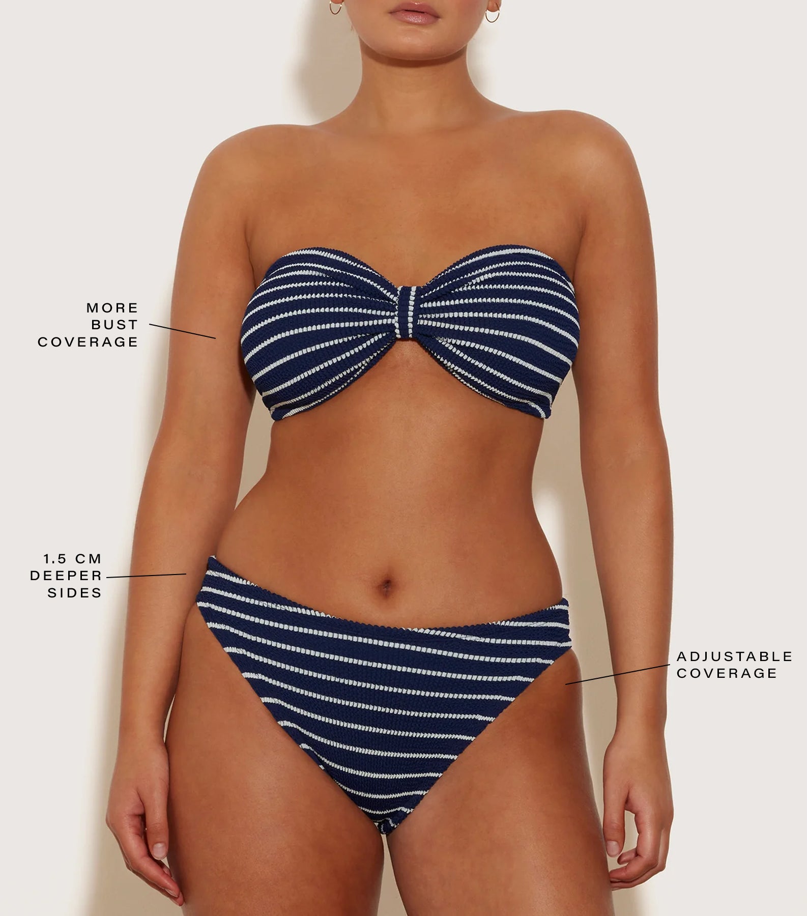 Coverage Jean Bikini - Navy/White Stripe