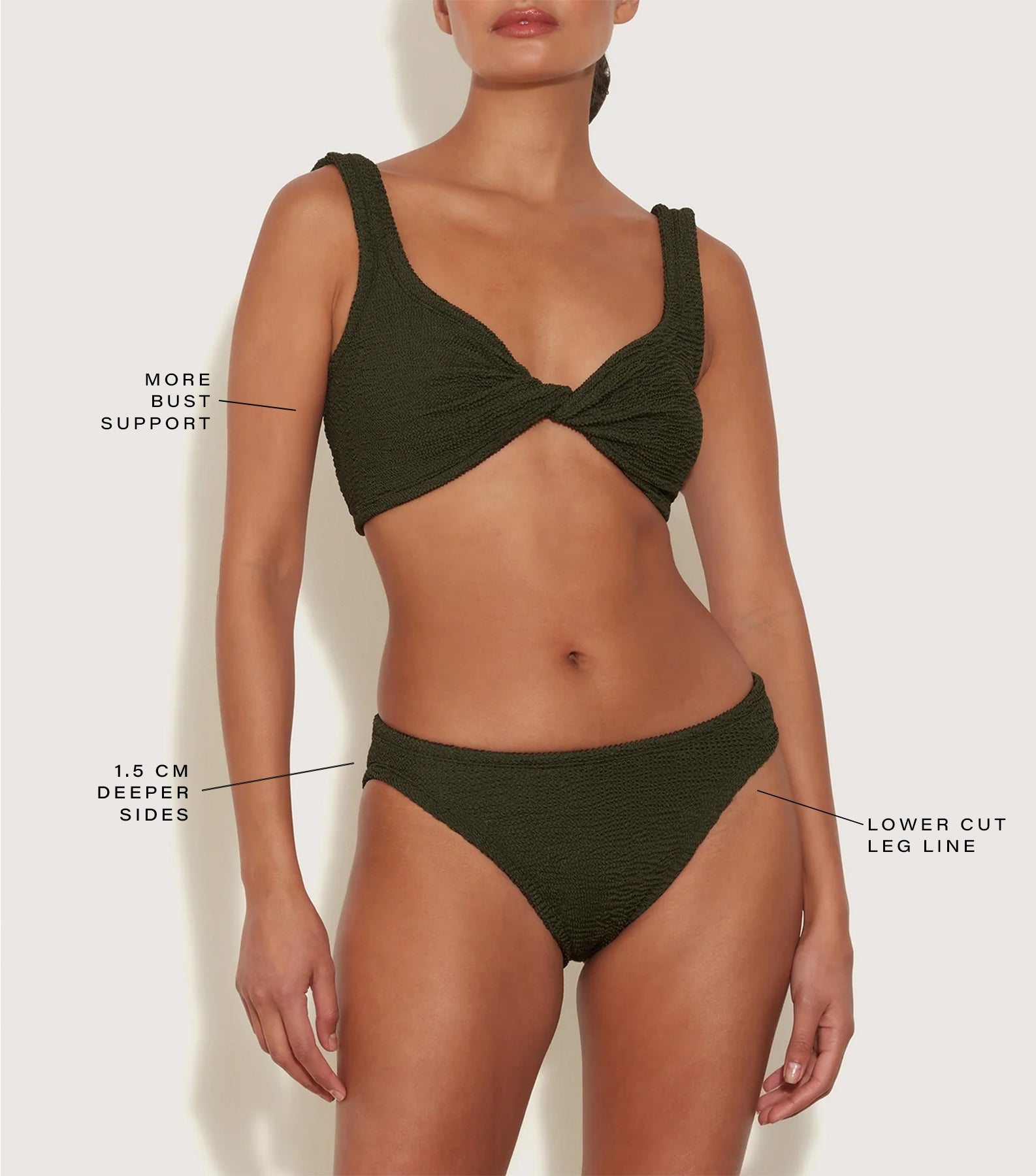 Coverage Juno Bikini - Metallic Khaki