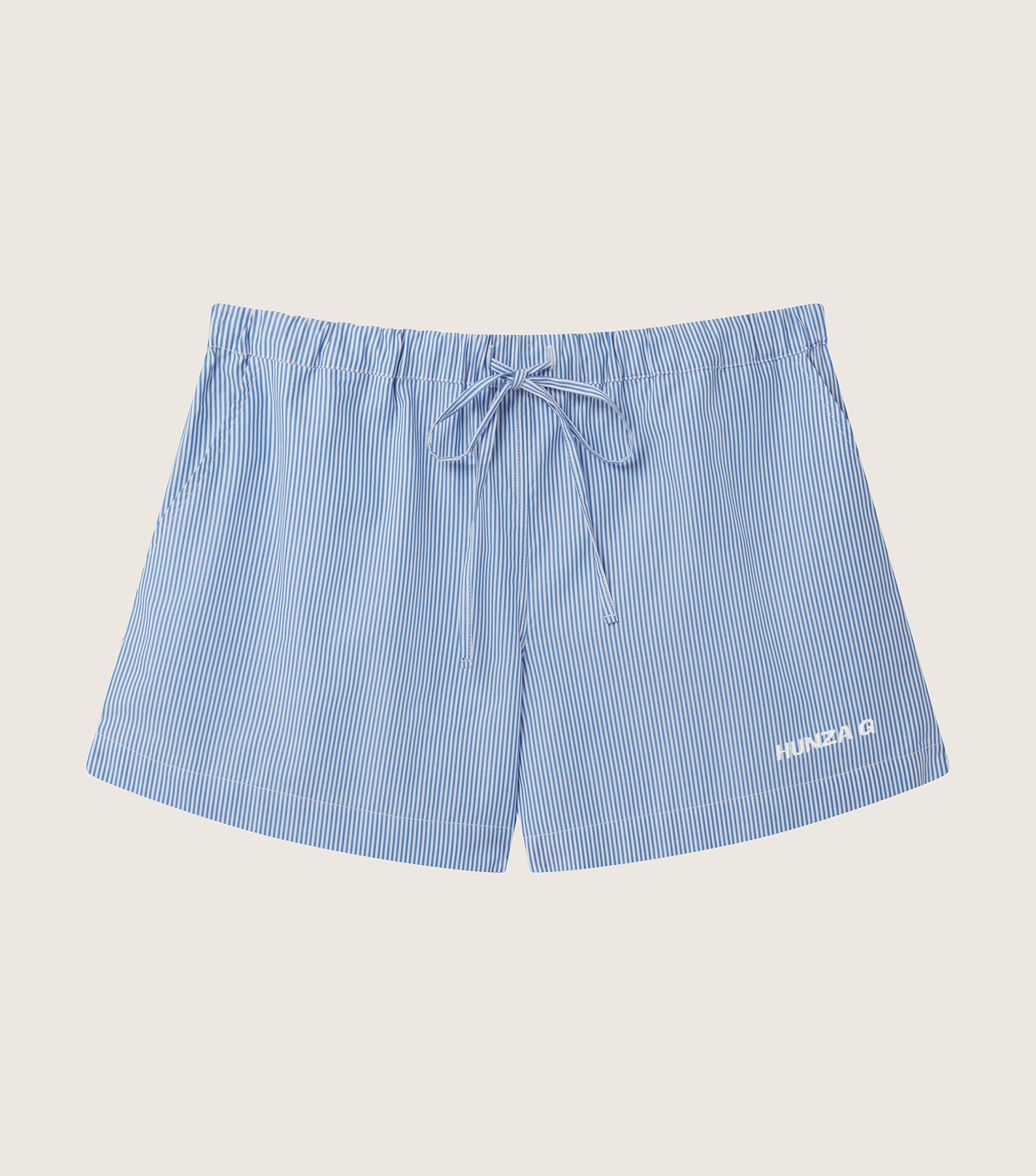 Embroidered Cotton Shorts - Blue Stripe