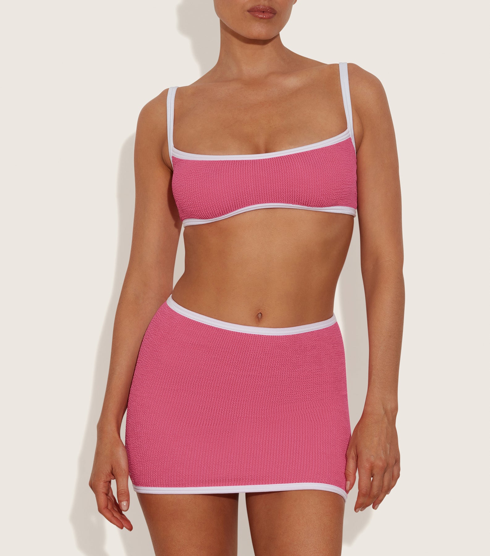 Swimskirt Bottom - Candy Pink/White