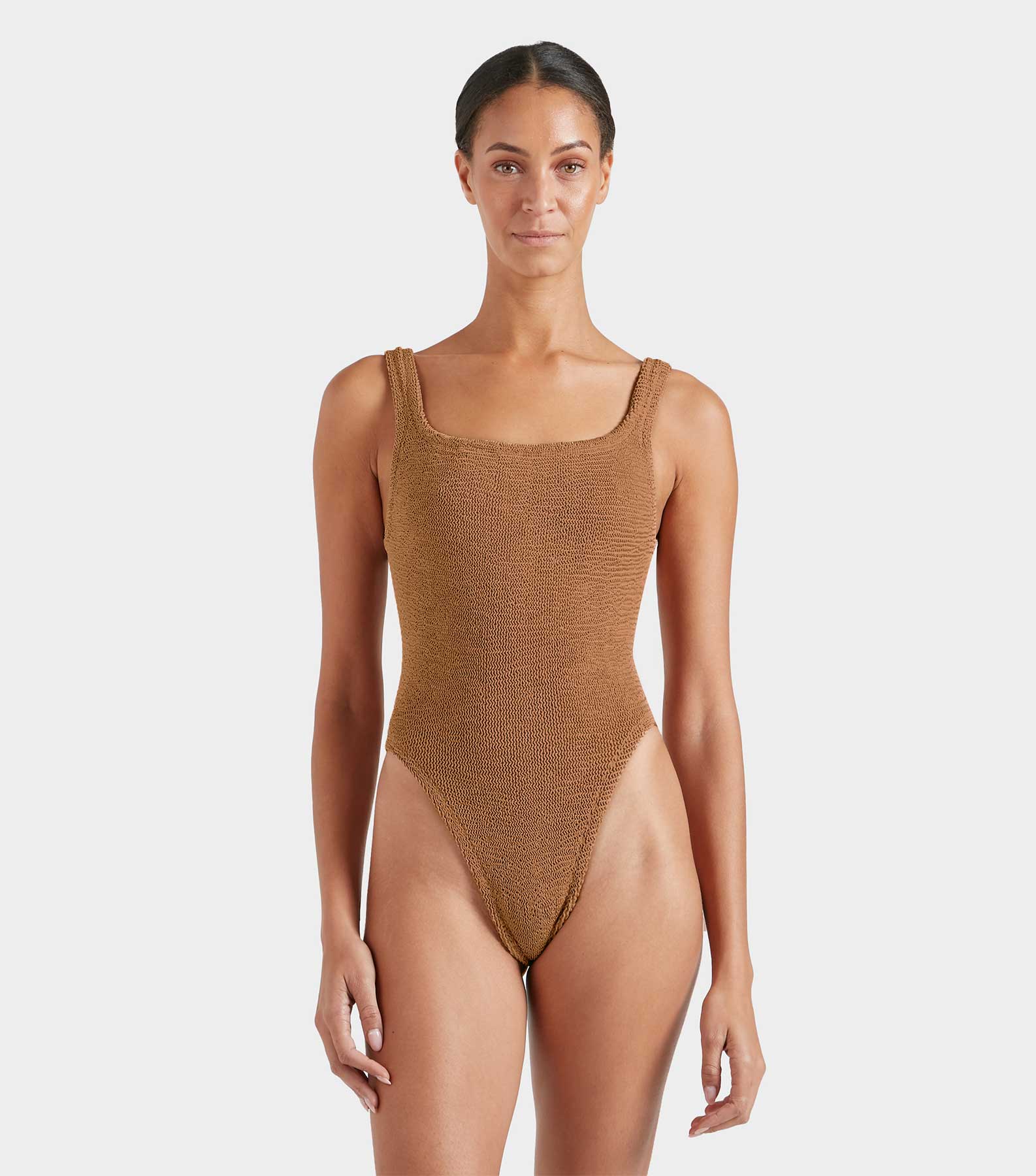 Square Neck Swim - Metallic Cocoa