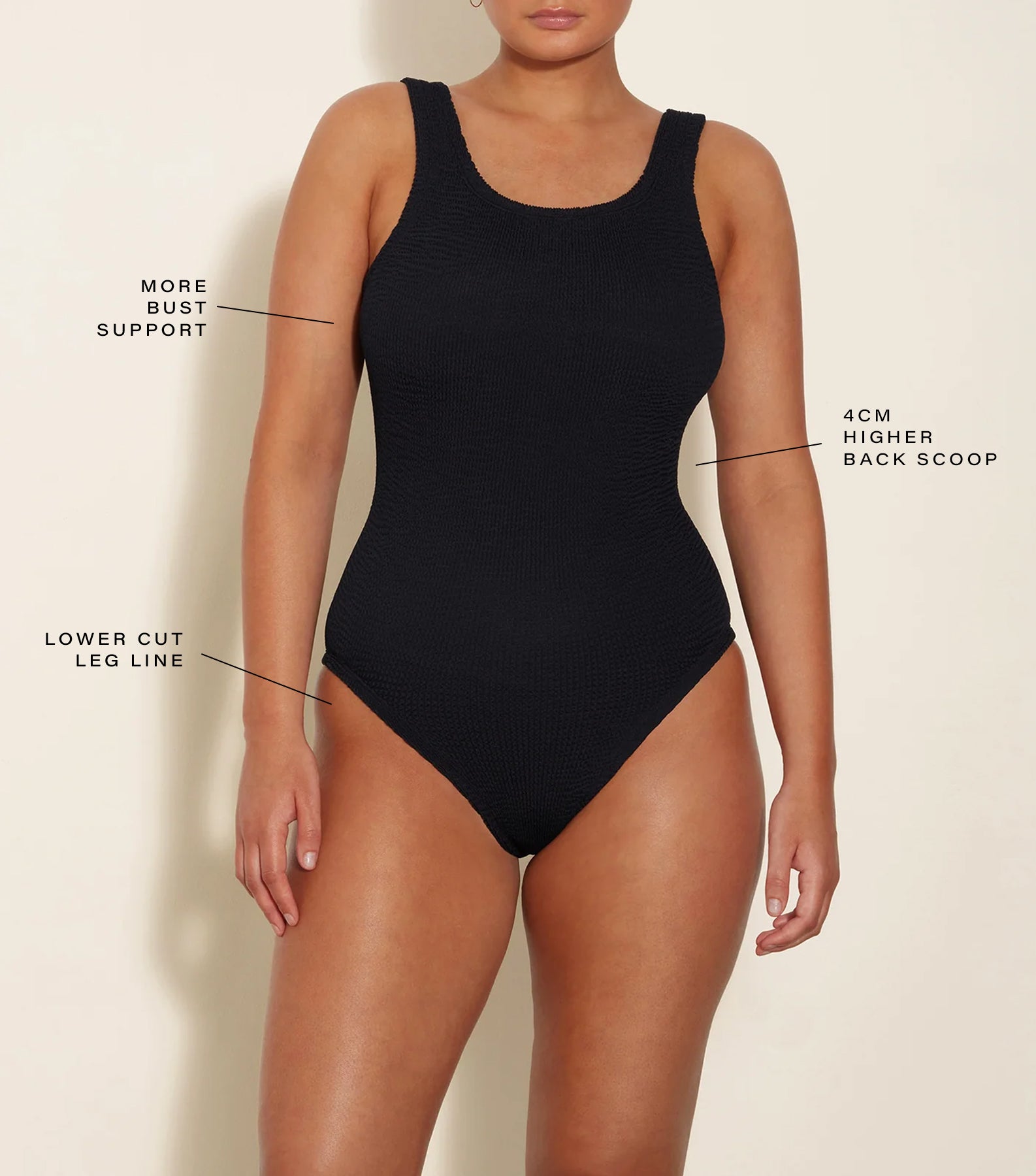 Coverage Square Neck Swim - Black