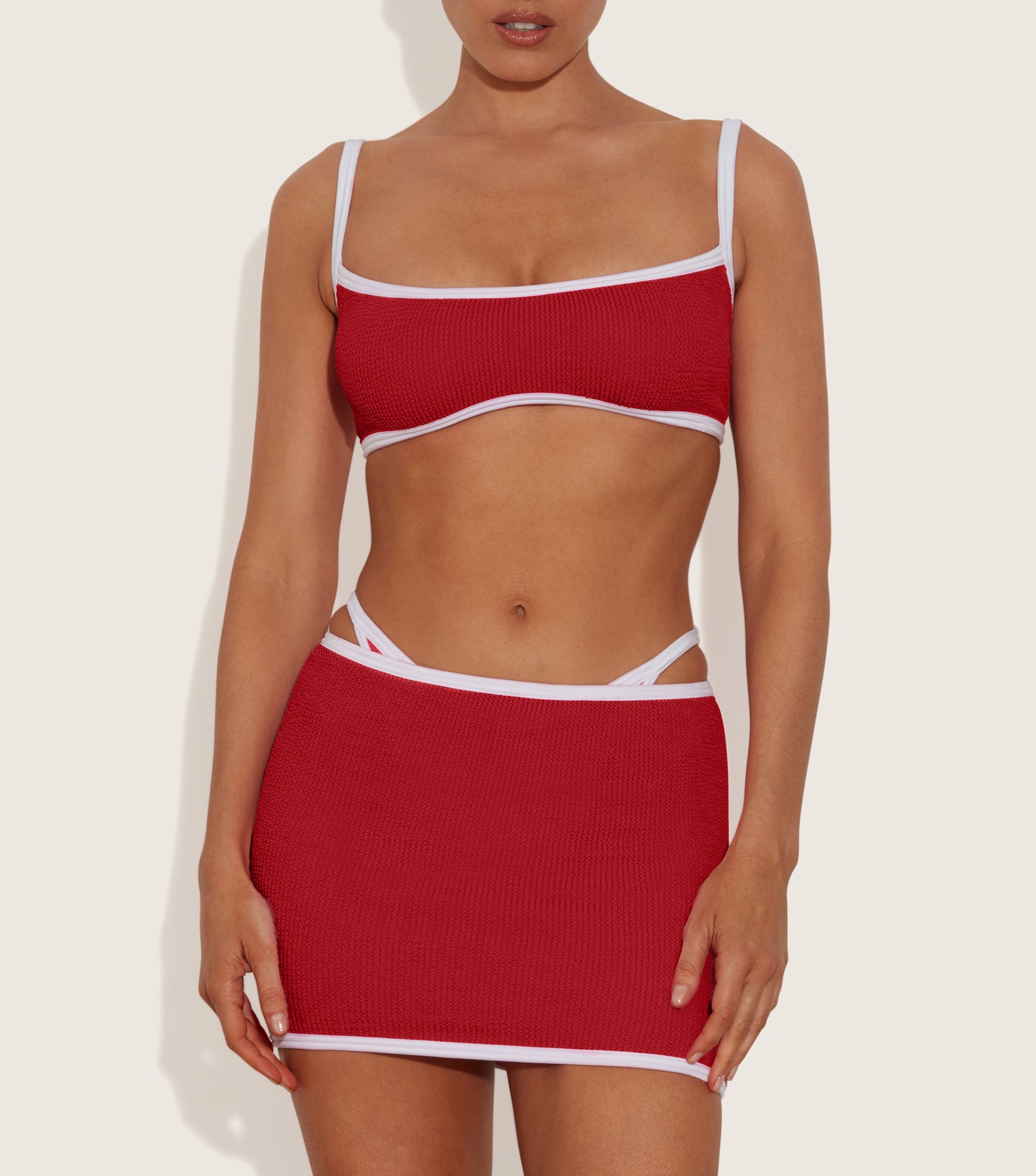 Swimskirt Bottom  - Red/White