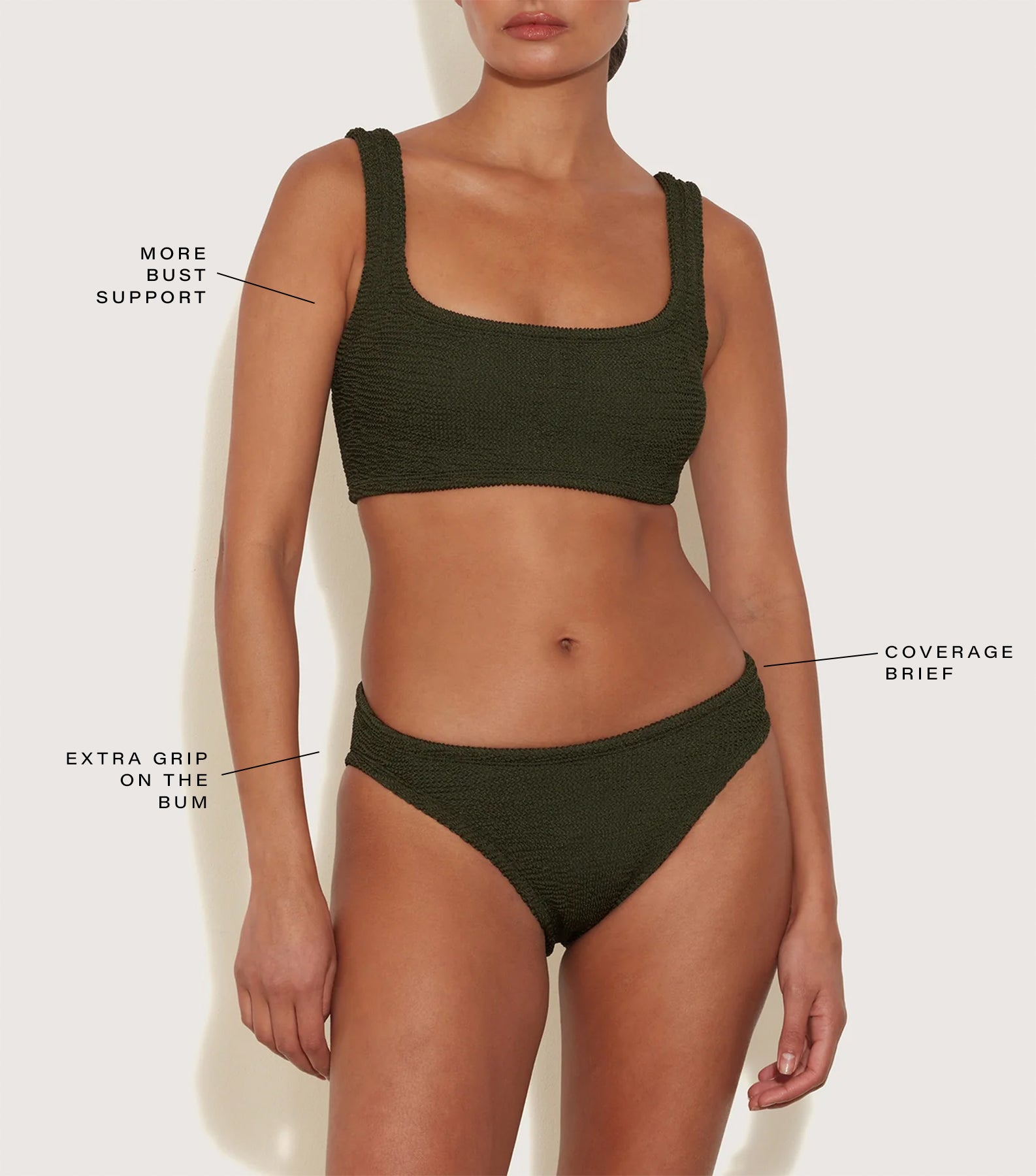 Coverage Xandra Bikini - Metallic Khaki